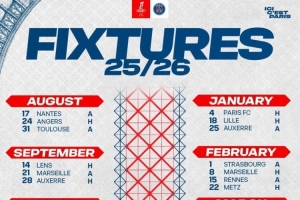 开云登录入口-巴黎新赛季联赛赛程：首轮8月17日客战南特 末轮客战巴黎FC