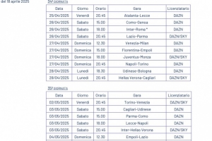 开云-爱游戏-意甲34&amp;35轮时间：4月27日国米vs罗马，5月5日博洛尼亚vs尤文